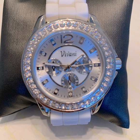 👗 Vivani Fashion Watch White Silcone Band Silver - Picture 3 of 6